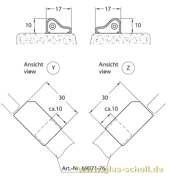 Endstück für unteren geraden Schwallschutz WEISS (Paar) Duschdichtung 