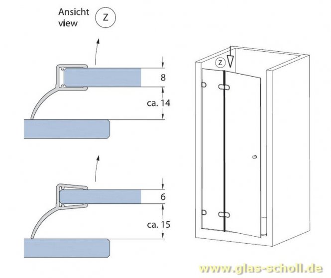 Mitteldichtprofil für überlappende Duschtüren/Falttürflügel (2500mm) Duschdichtung 6-8mm ÜBERLÄNGE 