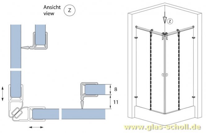 Dichtprofil 11mm für Schiebetüren mit Lippe (2500mm) Duschdichtung 6-8mm Glas -ÜBERLÄNGE 