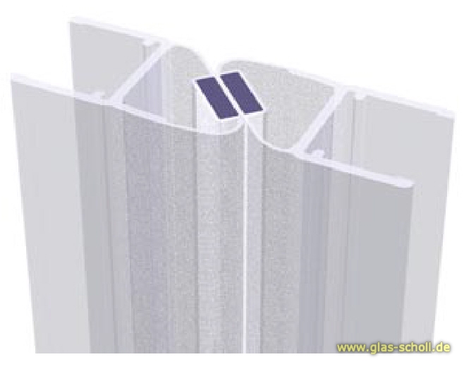180 Grad (versetzt) Magnet-Duschdichtung für 10-12mm Glas (2500mm) 