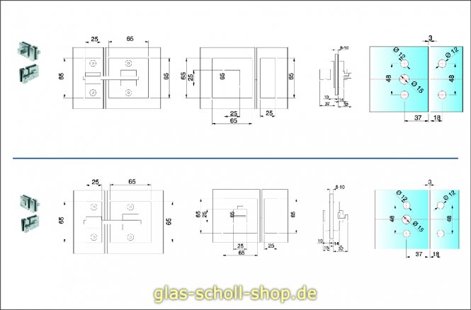 Glastürriegel mit Schloss und Gegenkasten glanzverchromt 