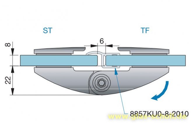 Pillango 180° Glas-Glas Duschtürband/- Anschlagband glanzverchromt