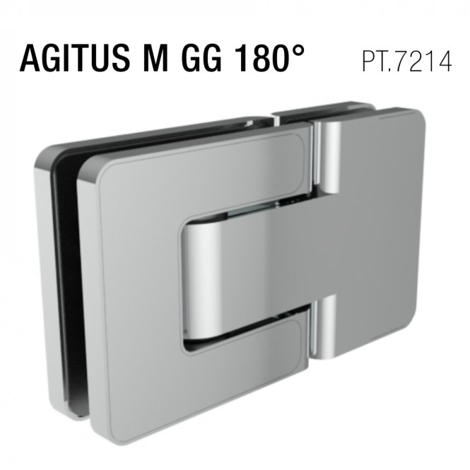 MWE Agitus-M Pendeltürband 180° Glas-Glas fluchtend Edelstahl geschliffen