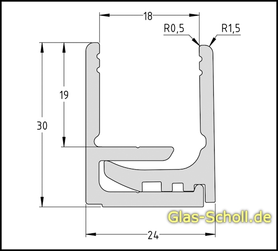 Rahmenprofil zweiteilig 3m silber matt für 8-8,76/12,76 mm Glas