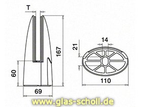 Edelstahl Bodenglasklemme gebürstet für vertikale Glasbefestigung 