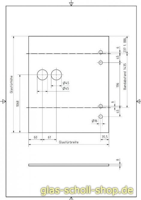 Elektronisches Glastürschloss Smart Entrance, SET mit Türbändern Edelstahloptik gebürstet 