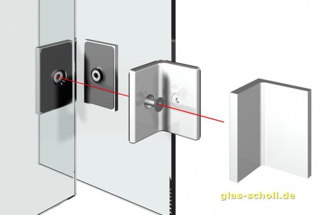 Flamea+ Winkelverbinder 90° Glas-Glas (verdeckte Verschraubung) glanzverchromt