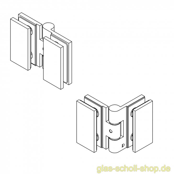 Wellness PREMIUM Glas-Glas DIN rechts 180Grad Duschtürband (nach innen öffnend) glanzverchromt