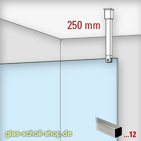 eckige Decken-Stabilisierungsstange 250 mm GLAS-DECKE (kürzbar) SET - Chrom-Design