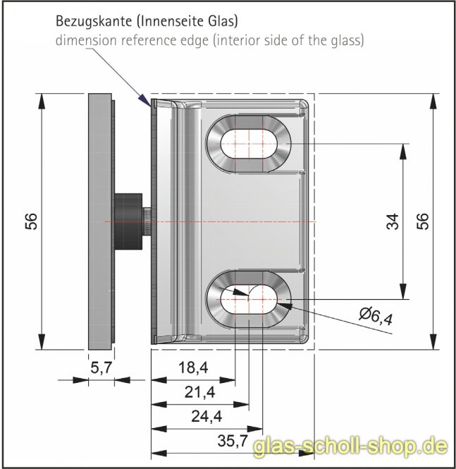 Flamea-Flinter-Nivello-Fluture 90° Glas-Wand Winkelverbinder (keine sichtbare Schrauben) glanzverchromt