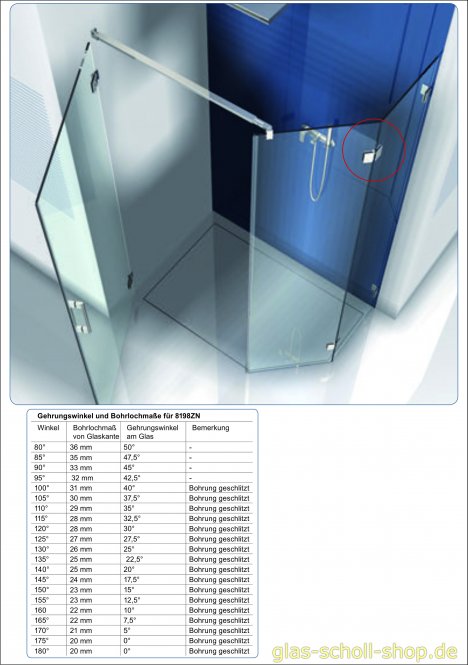 Flamea+ Winkelverbinder 90° Glas-Glas stufenlos von 80-180° verstellbar (verdeckte Verschraubung) glanzverchromt