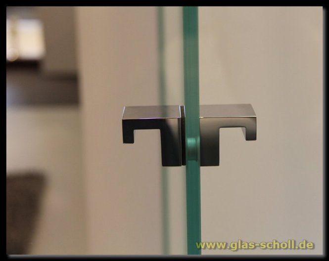 beidseitiger eckiger L-Form Design-Türgriff für Lochbohrung 14mm glanzverchromt