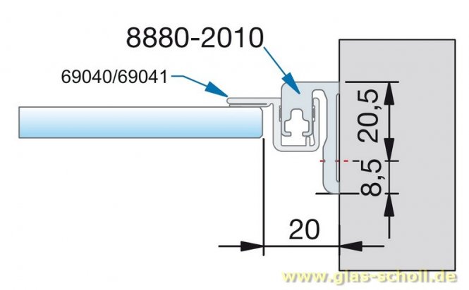 Trägerprofil für Dichtungen als Türanschlag 2010 mm - E6/EV1 naturfarbig eloxiert