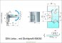 Pavone flächenbündiges Hebe-Senk-Pendel Duschtürband Glas-Wand 90° Anschraublasche außen 