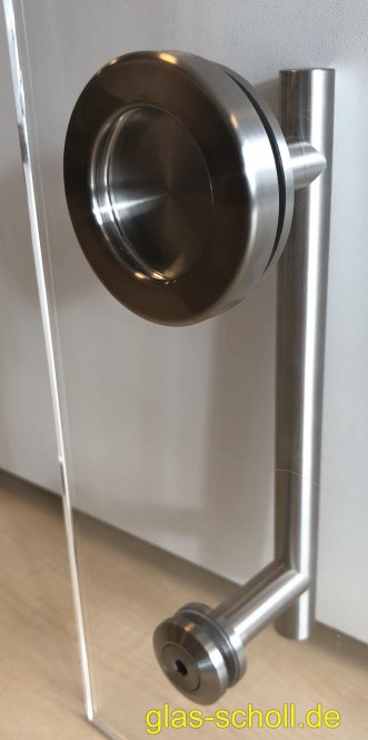 Edelstahl-Stossgriff (rund) mit einseitig runder Griffmuschel 