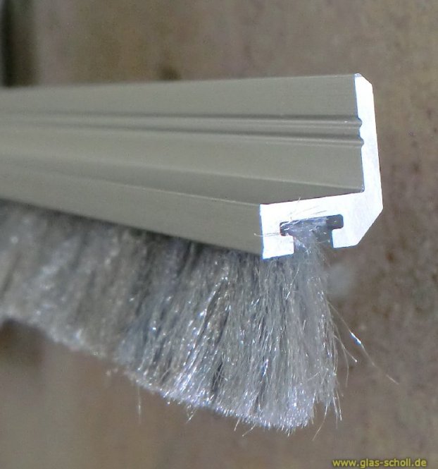 Schiebetür-Dichtungsprofil für 10-12mm Glas Spaltmaße 10,5-13 mm (3000mm) Niro matt