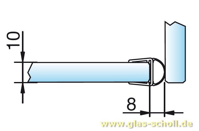 seitliche Streifdichtung (2500mm) Duschdichtung für 10-12mm Glas 