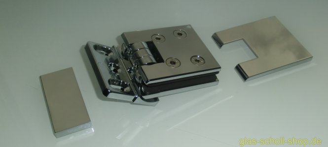 Flamea+ 90° extrastark Glas-Wand Pendel-Duschtürband (verdeckte Verschraubung) Edelstahlfinish PVD