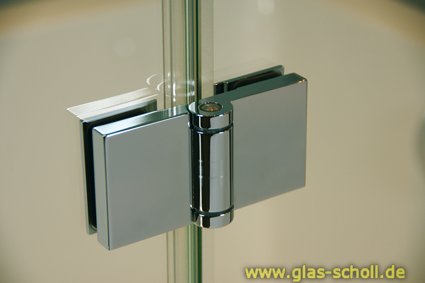 Flinter Glas-Glas 180Grad Duschtürband glanzverchromt