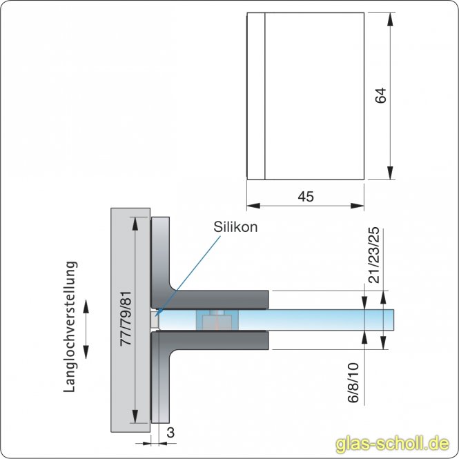 Flamea+ Doppel-Winkelverbinder für Schamwände etc glanzverchromt