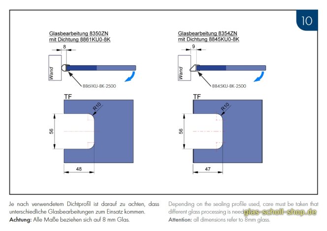 FlinterPro Duschtürband Glas-Wand 90° nach außen öffnend glanzverchromt