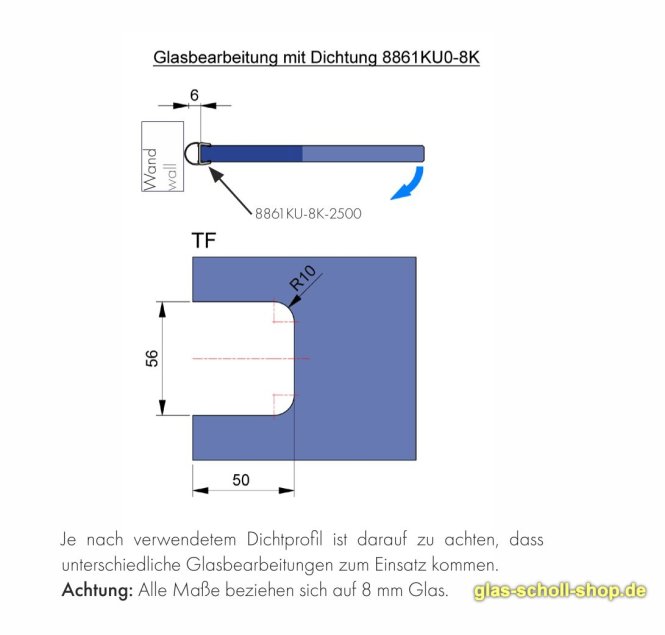 FlinterPro Duschtürband Glas-Wand 90° (nach ihnnen öffnend) glanzverchromt