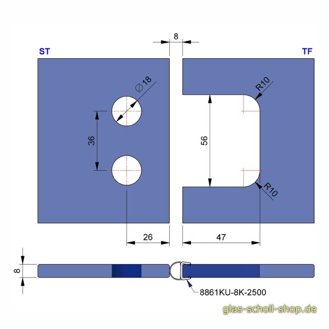 FlinterPro Duschtürband Glas-Glas 180° nach außen öffnend glanzverchromt