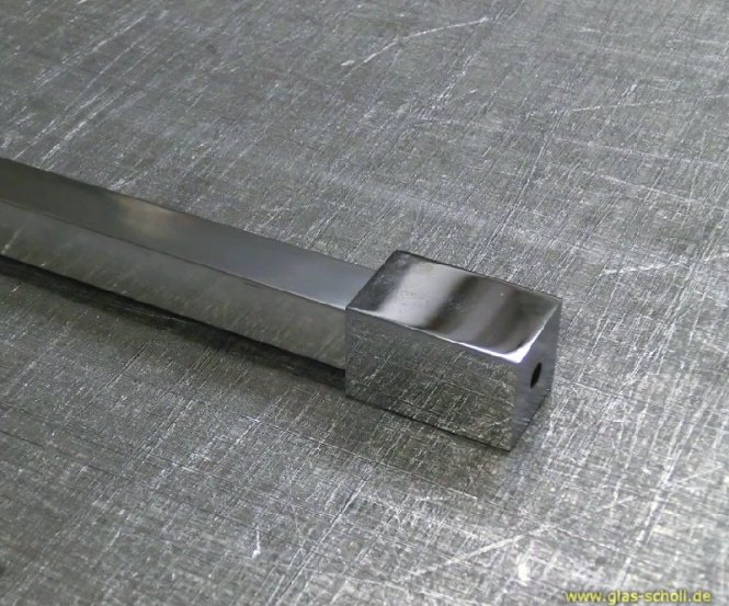 kürzbare quadr. Stabilisierungsstange 15x15 GLAS-WAND (SET) 1500 mm Alu spezialgebeizt glanzeloxiert