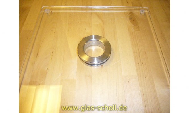 runde einklebbare Edelstahl-Griffmuschel d=60 mit Loch LB=40 für 8 mm Glas 