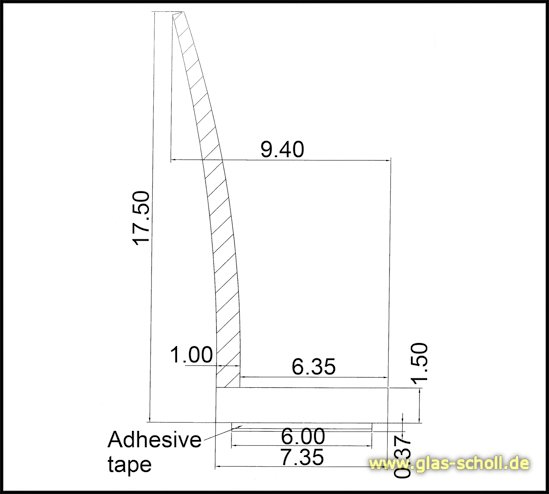Duschtürdichtung selbstklebend mit seitlicher Dichtlippe 2500mm für 8mm Glas Duschtürdichtung selbstklebend mit seitlicher Dichtlippe
