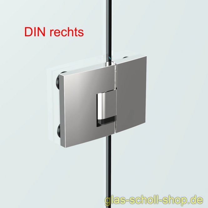 Pavone flächenbündiges Hebe-Senk-Pendeltürband Glas-Glas 180° glanzverchromt DIN-Rechts