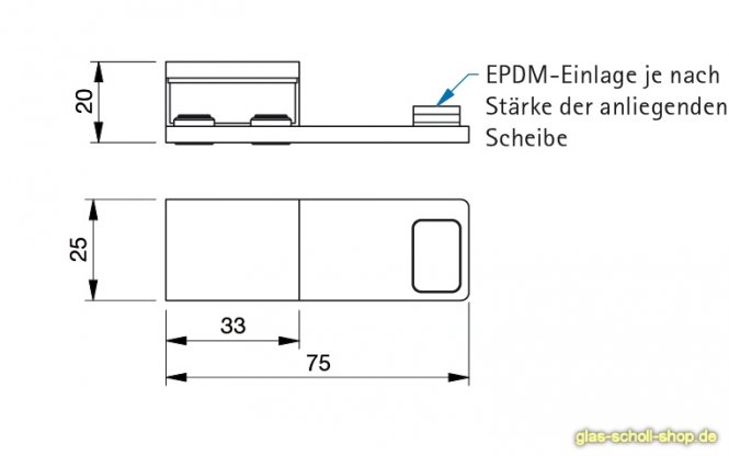 fluchtender Türanschlagpuffer mit Überdrückungsschutz glanzverchromt links