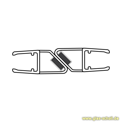 Magnetprofil 180° (2500mm) versetzte Mittel-Duschdichtung 6-8mm ÜBERLÄNGE 