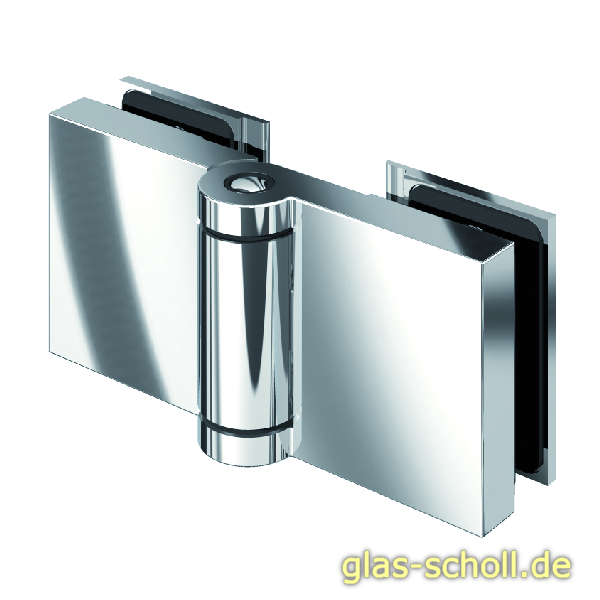 Flinter Glas-Glas 180Grad Duschtürband glanzverchromt