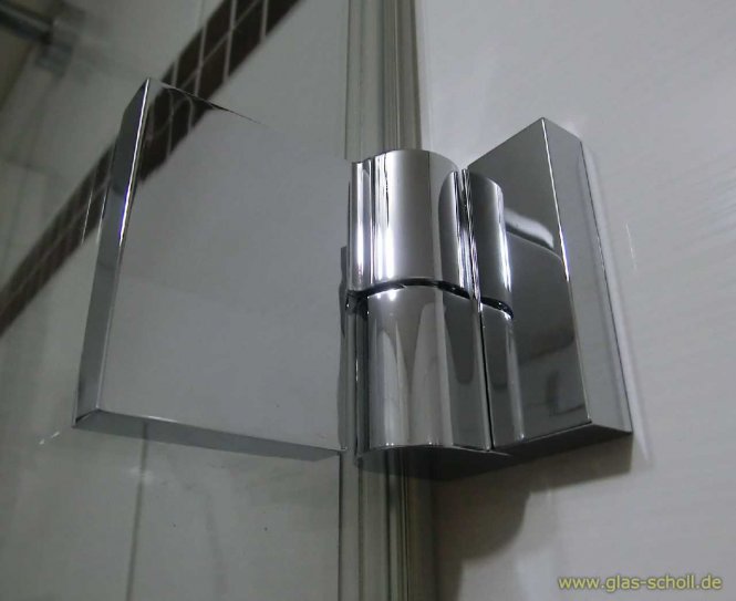 Nivello+ 90° Glas-Wand RECHTS Hebe-Senk AUSSENBEFESTIGUNG flächenbündig Anschlag glanzverchromt