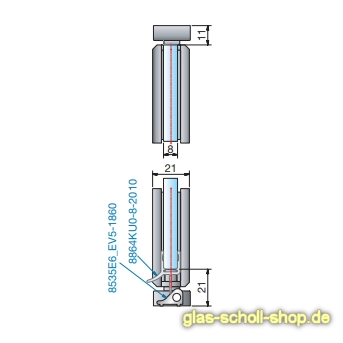 Luno-Modesta Duschpendeltürbeschlag Glas-Boden/ Glas-Decke 360° für 6-12 mm Glas glanzverchromt