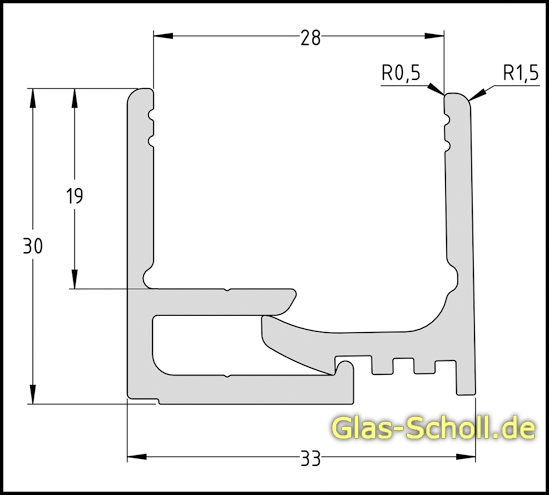 Rahmenprofil zweiteilig 3m silber matt für 8-8,76/12,76 mm Glas