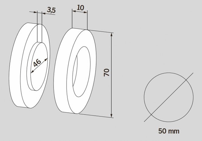 einklebbare Leichtmetall-Griffmuschel d=70 für Loch 50mm EV1 silber matt