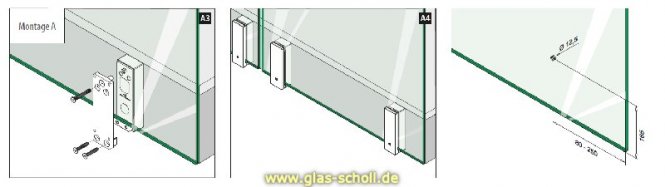 Edelstahl Glasadapter gebürstet für vertikale Glasbefestigung von Ganzglasgeländern 