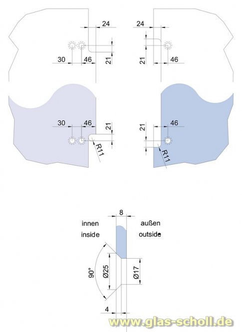 GRAL BH2401 flächenbündiger Hebe-Senk Pendeltürbeschlag (RECHTS) glanzverchromt
