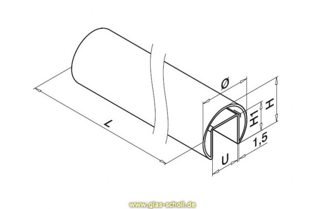 Edelstahl Handlauf rund gebürstet für Ganzglasgeländer 2500 mm 