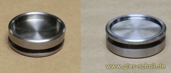 einklebbare schmale Griffmuschel d=60 für 40mm Lochbohrung Edelstahl geschliffen
