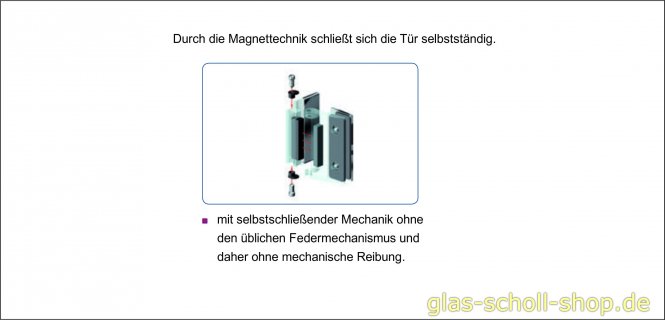 Papillon 135° Glas-Glas Duschtür-Anschlagband (selbstschl. Magnettechnik) glanzverchromt