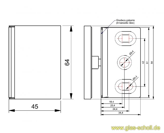 Flamea+ Winkelverbinder 90° Glas-Wand Edelstahlfinish PVD