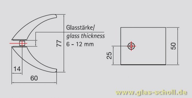 beidseitiger Flügel-Türgriff für Lochbohrung 8mm MS7 glanzverchromt