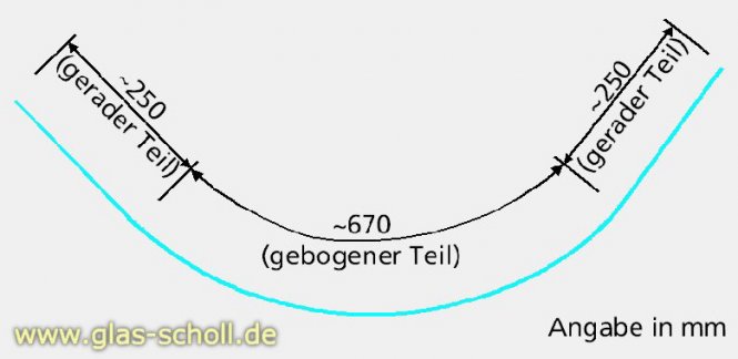 GEBOGENES unteres Wasserabweisprofil mit 135° Lippe (1150-1200mm) 6-8mm 