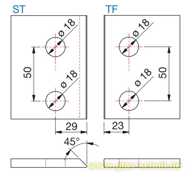 Pillango 135° Glas-Glas Duschtürband/- Anschlagband glanzverchromt