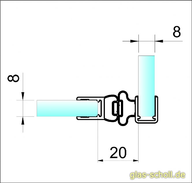 Magnetprofil 90° für Pendeltüren (2500mm) Duschdichtung für 6-8mm Glas 