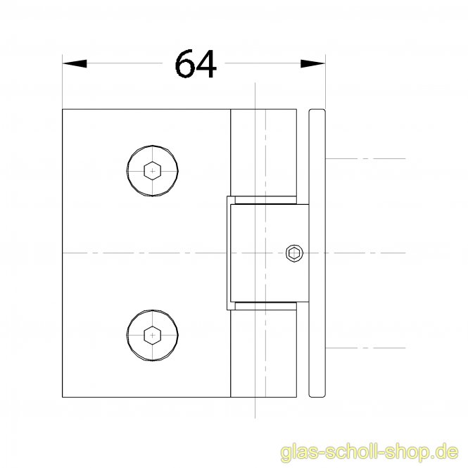 Wellness Premium DIN rechts Glas-Wand 90Grad Duschtürband  (nach innen hin öffnend) glanzverchromt