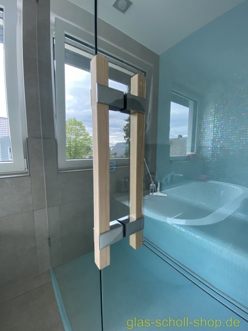 beidseitiger quadratischer Sauna Holzstangengriff h=320 glanzverchromt